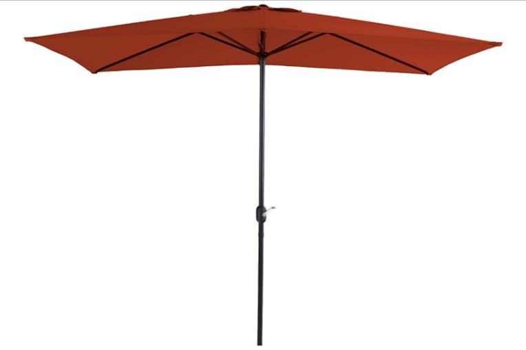 PHI VILLA 10 x 6.6 ft Patio Umbrella with 6 Sturdy Ribs, Rectangle Outdoor Market Table Umbrellas with Crank Handle