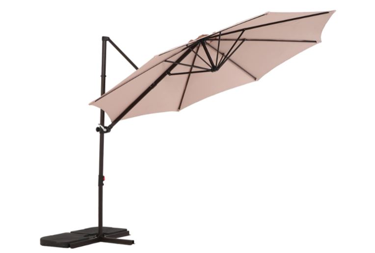 Grand Patio 10Ft Offset 360° Rotation Outdoor Patio Cantilever Hanging Umbrellas w Cross Base